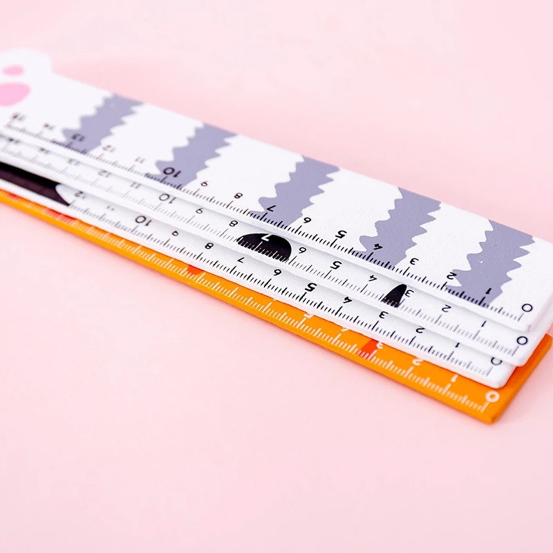 Regla de madera con garra de gato Kawaii, 15cm, regla recta para medición, regalo promocional, papelería, suministros escolares