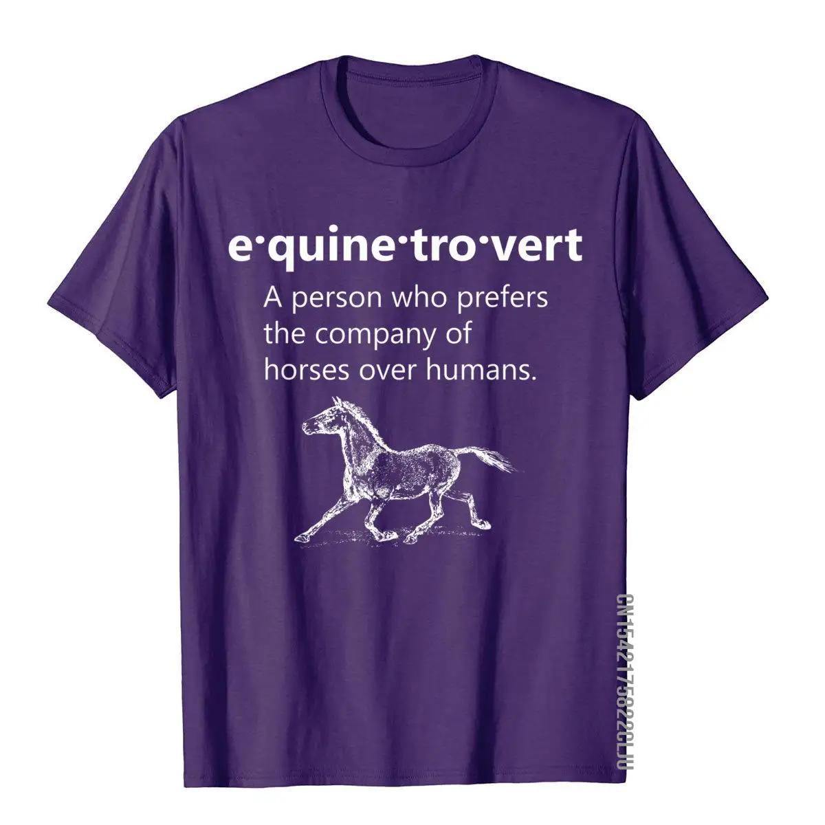 Equinetrovert Funny Horse Gift For Horse Lovers Equestrian Leisure Tops & Tees For Students Slim Fit Cotton T Shirt Group