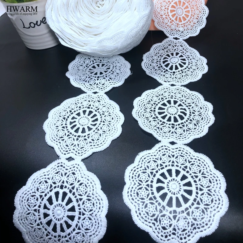 5yard 8cm High Quality white circular lace fabric ribbon DIY cup wad Coasters Cup mat LACE wedding christmas decoration for home