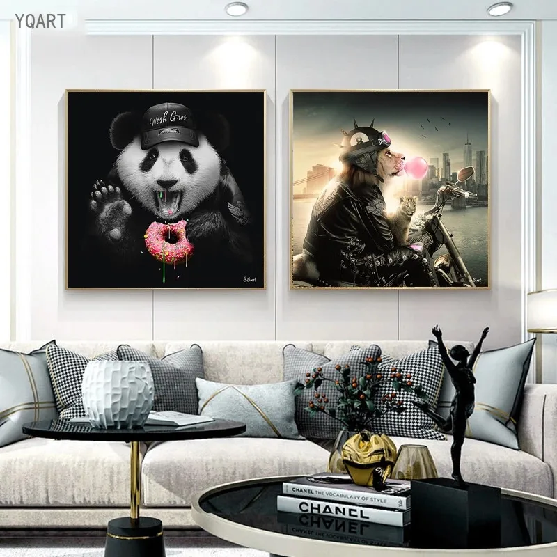 Modern Canvas Posters Sheriff Panda Lion Monkey Paintings on The Wall Animal Print Pictures for Home Living Room Decor