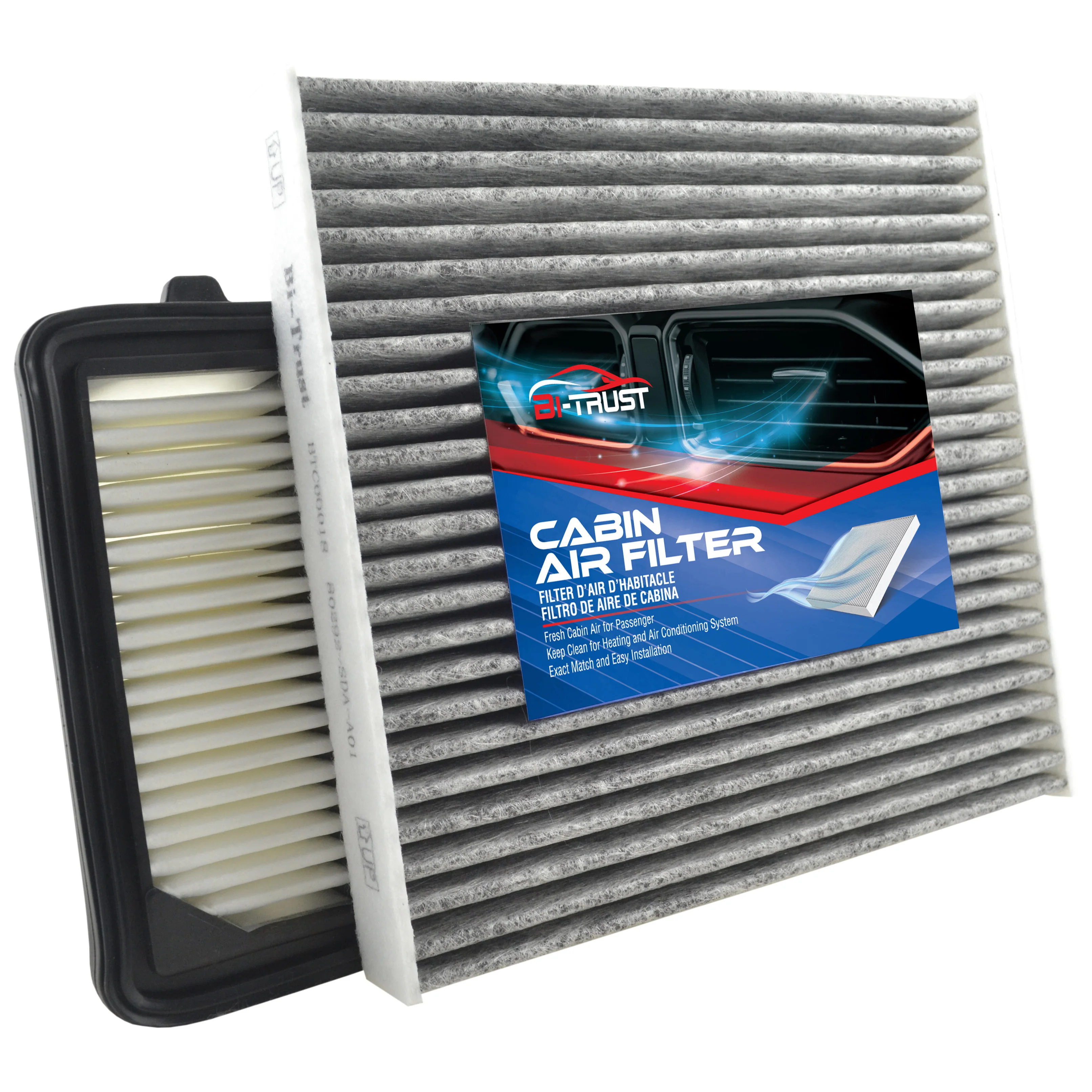 Bi-Trust Combo Set Engine & Carbon Cabin Air Filter for Honda Accord 2014-2015,2017 L4 2.0L