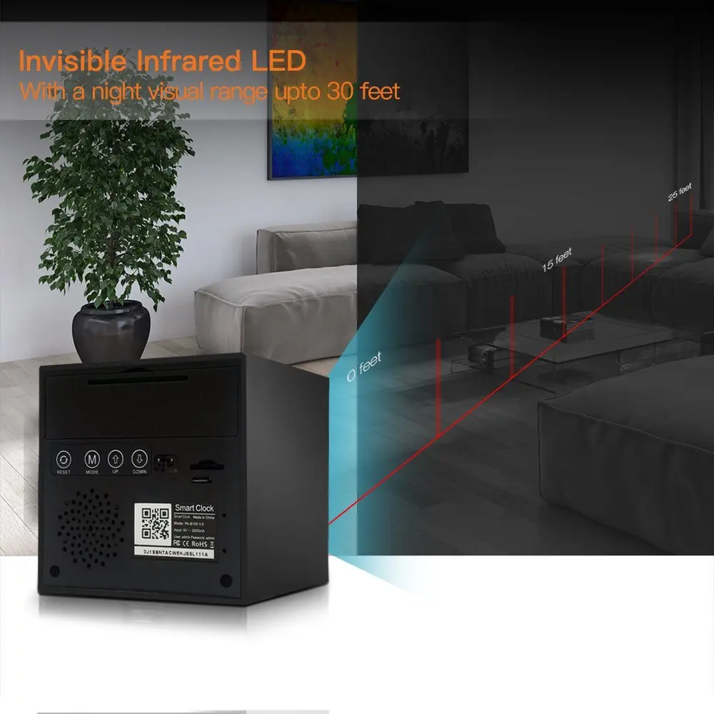 WiFi IP Camera Mobile Wireless Charger Table Clock Video Security Mini IP Camera Full HD 1080P Invisible Lens Camcorder