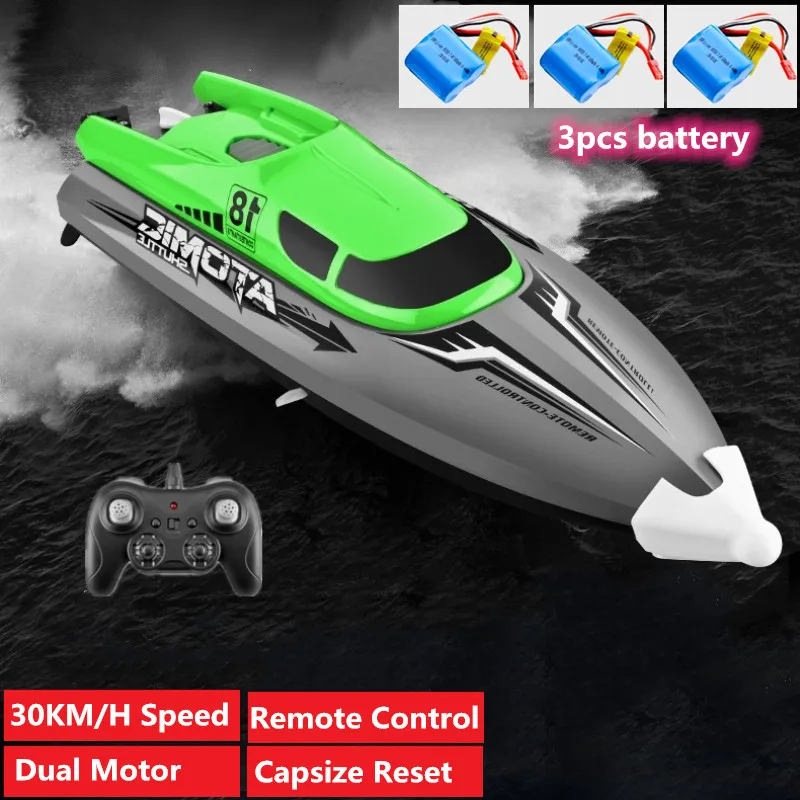 

30KM/H High Speed Remote Control Speedboat Toy Capsize reset Low battery reminder Water sensor protection 2.4G Racing Boats Toy