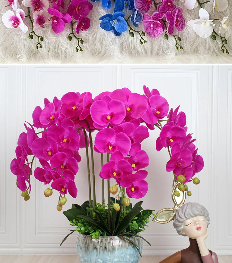 Konservierte Orchidee Phalaenopsis Strukturierte realistische Blumen Künstliche Blumen Familie Hochzeit Ornamente DIY Dekoration – Detail 10