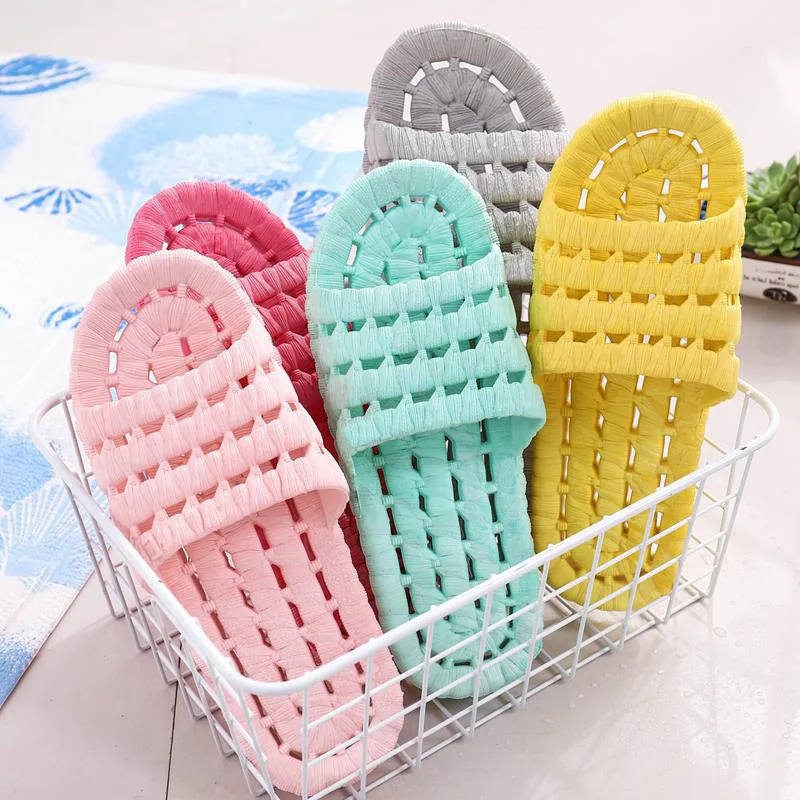 Home Slippers Bath Leaky Slippers Slides Mens Shoes House Slippers Couple Bathroom Anti-slip Hollow Soft Bottom Four Seasons