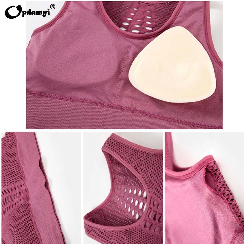 Women Sports Top Sexy Mesh Brathable Sports Bra Push Up Gym Fitness High-Impact Sports Underwear Seamless Yoga Bra Plus Size