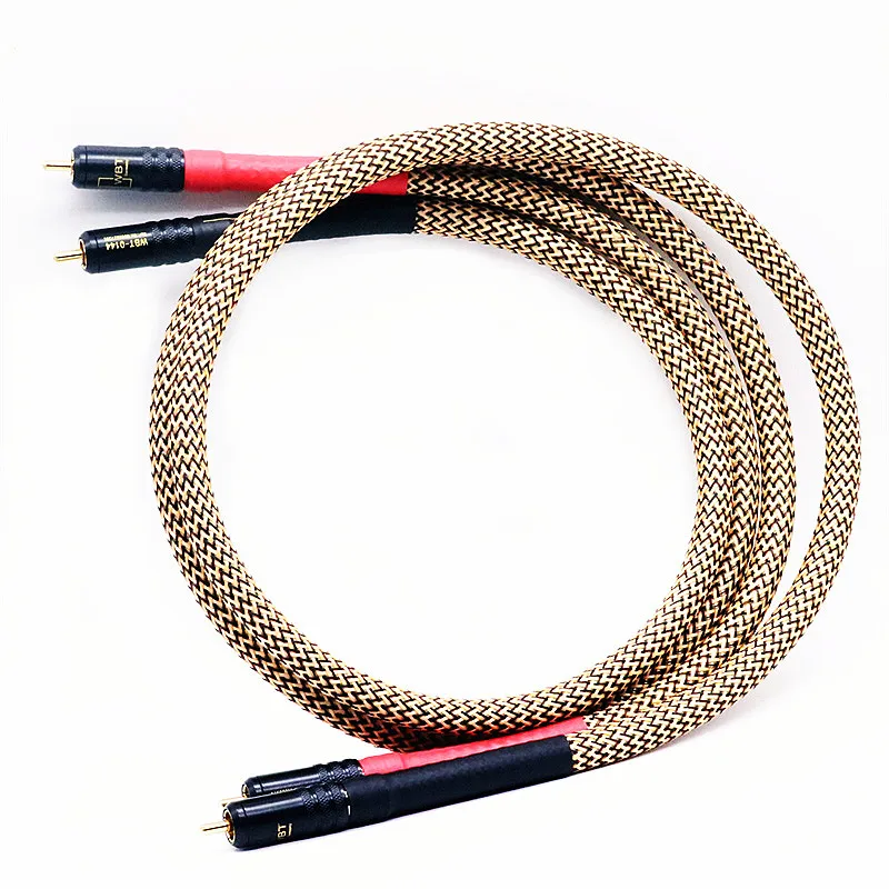 Hifi OFC Silver Plated Copper 2RCA to 2RCA Signal Lines AUX CD Amplifier Connection Audio Cable