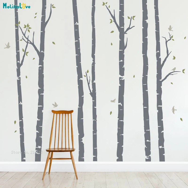 Birch Trees Forest Wall Sticker Vinyl Woodlands Nursery Theme Home Decor Nursery Decals Self-adhesive Diy Murals YT2428