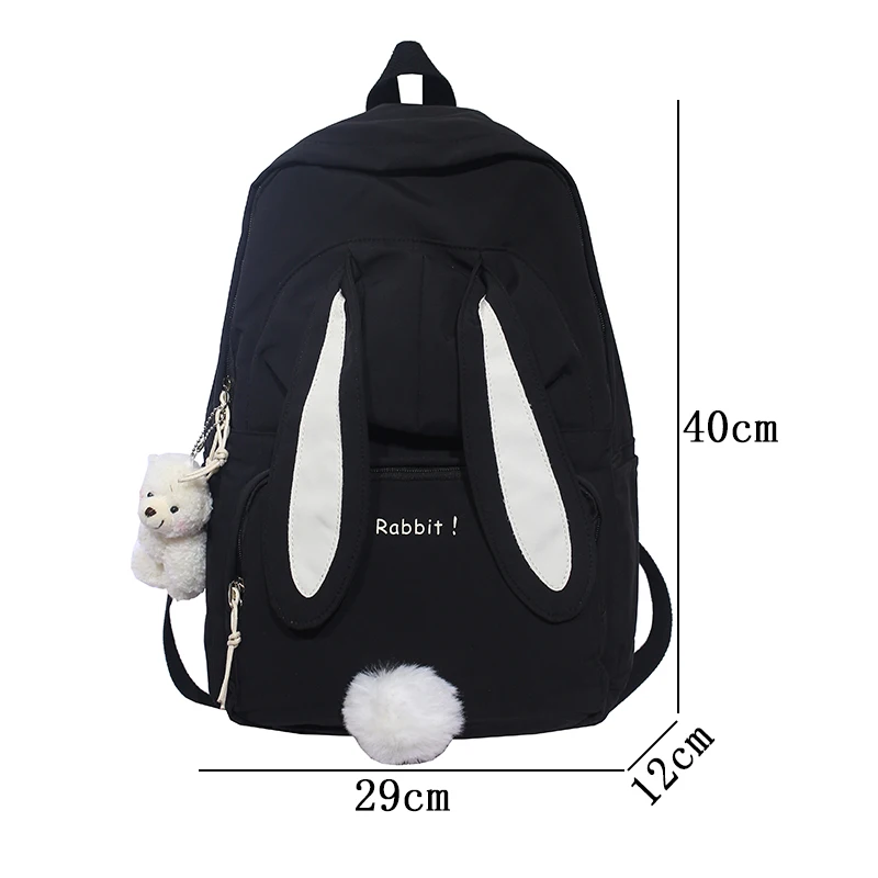 Cute Rabbit Young Girl School Backpack Female Large Capacity Kawaii Back Pack Mochila Pink Women Bagpack Nylon Cartoon Schoolbag