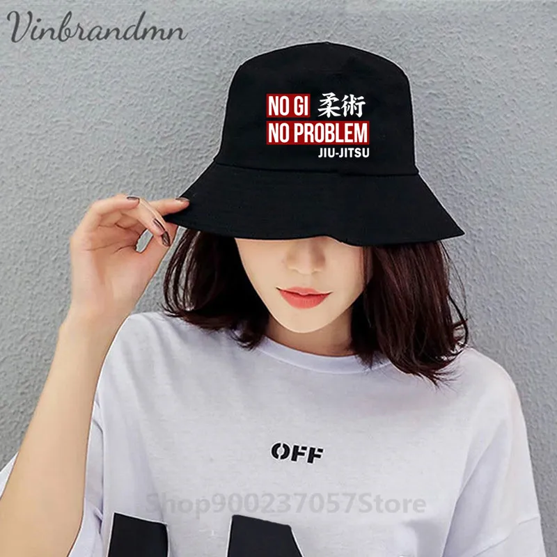 NO GI NO PROBLEM Rashguard Print BJJ Jiu Jitsu Panama Bucket Hat Brazilian Jiu Jitsu Fitness Bodybuilding hipster Bucket Cap