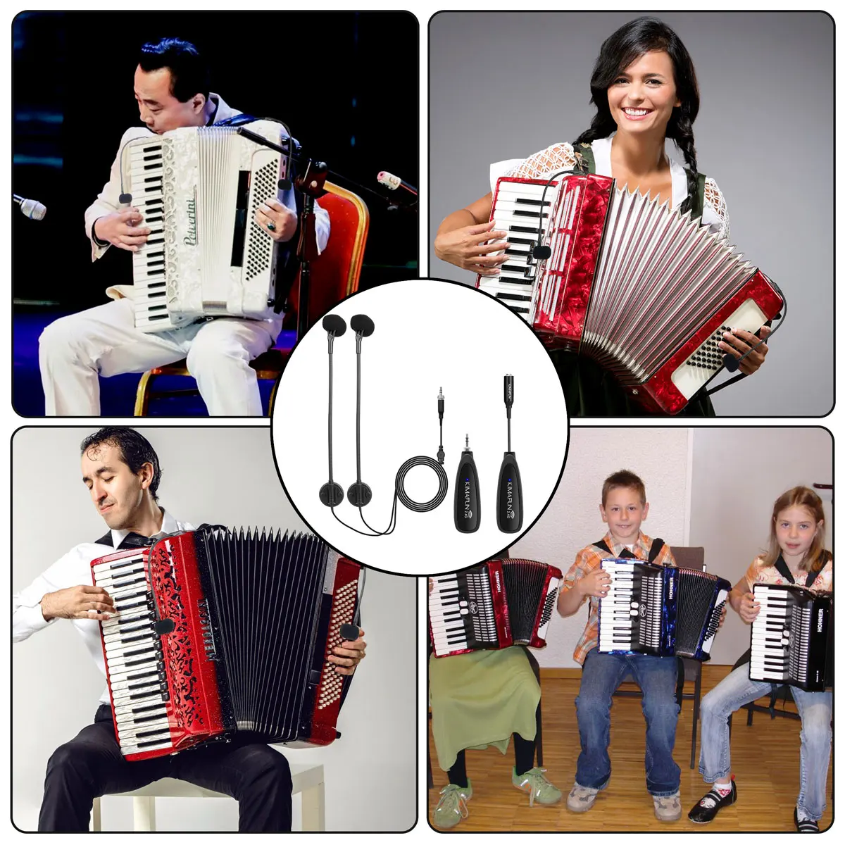 Беспроводной микрофон KIMAFUN 2,4G, двойной микрофон гармошкой, музыкальный инструмент, конденсаторный Высокоточный микрофон для гармошки