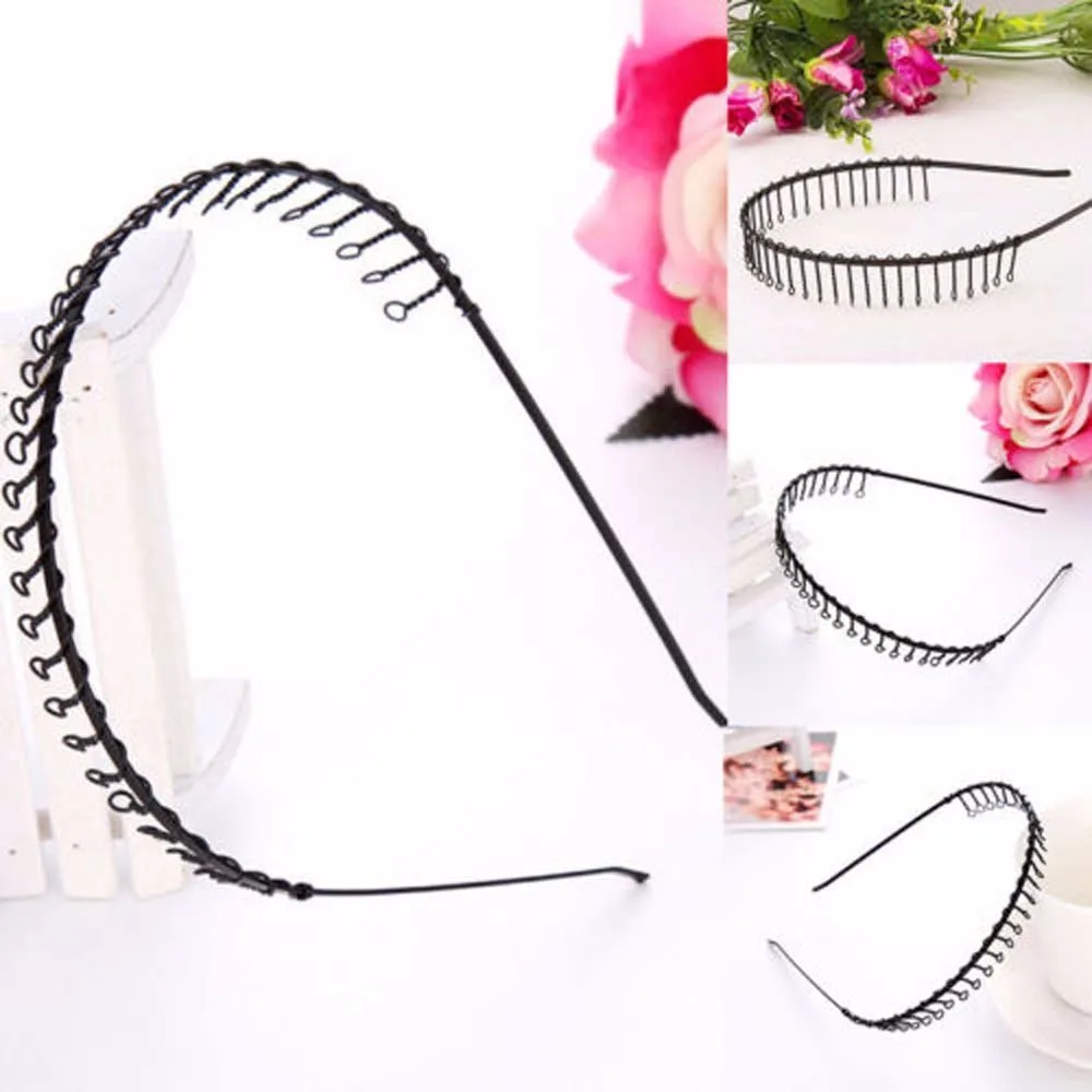 1pc Black Tooth Headband Metal Sprots Men\'s Women\'s Hair Hoop Band Head Piece Hot Mens Women Unisex Hair Styling Accessories Hot