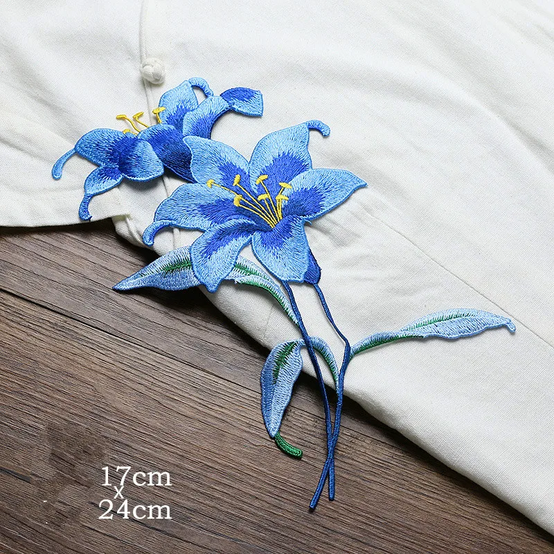 Color Orchid Applique Dress Patch Hanfu Cheongsam Plain Decorative Flowers Hand-embroidered Water-soluble patches for clothing