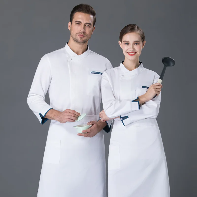 Servicio de Chef de manga larga, ropa de trabajo de cocina de restaurante occidental, Unisex, chaquetas de cocinero transpirables, monos