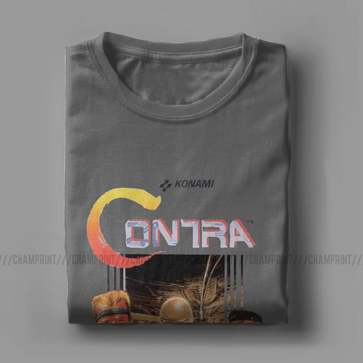 NES Contra Cover T-Shirts for Men Retro Video Game Vintage Tee Shirt Round Neck Short Sleeve T Shirts Classic Clothing