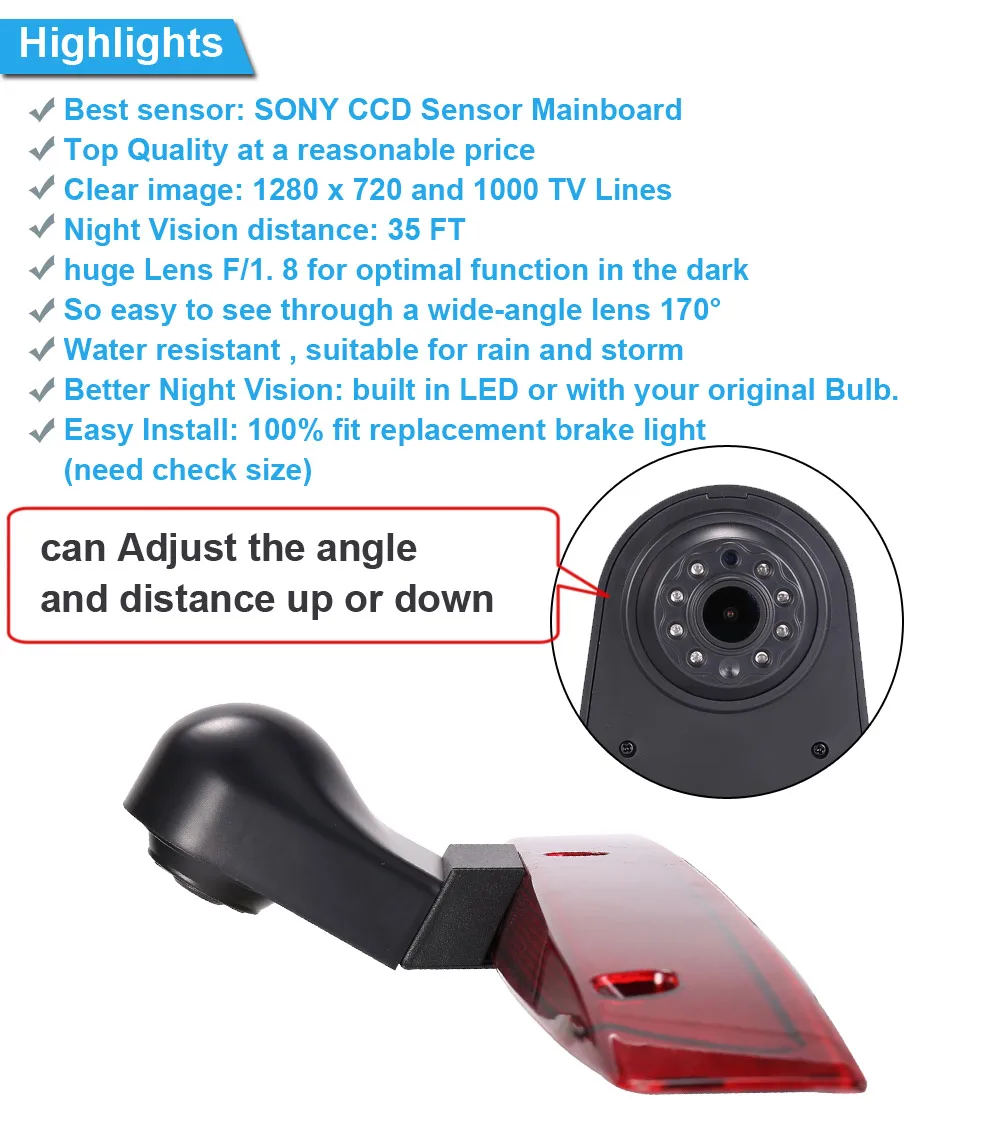 18mm lens HD CCD Car Brake Light Rear view camera for Mercedes Benz viano vito w639 van 3 bremslicht braje light 2003-2014