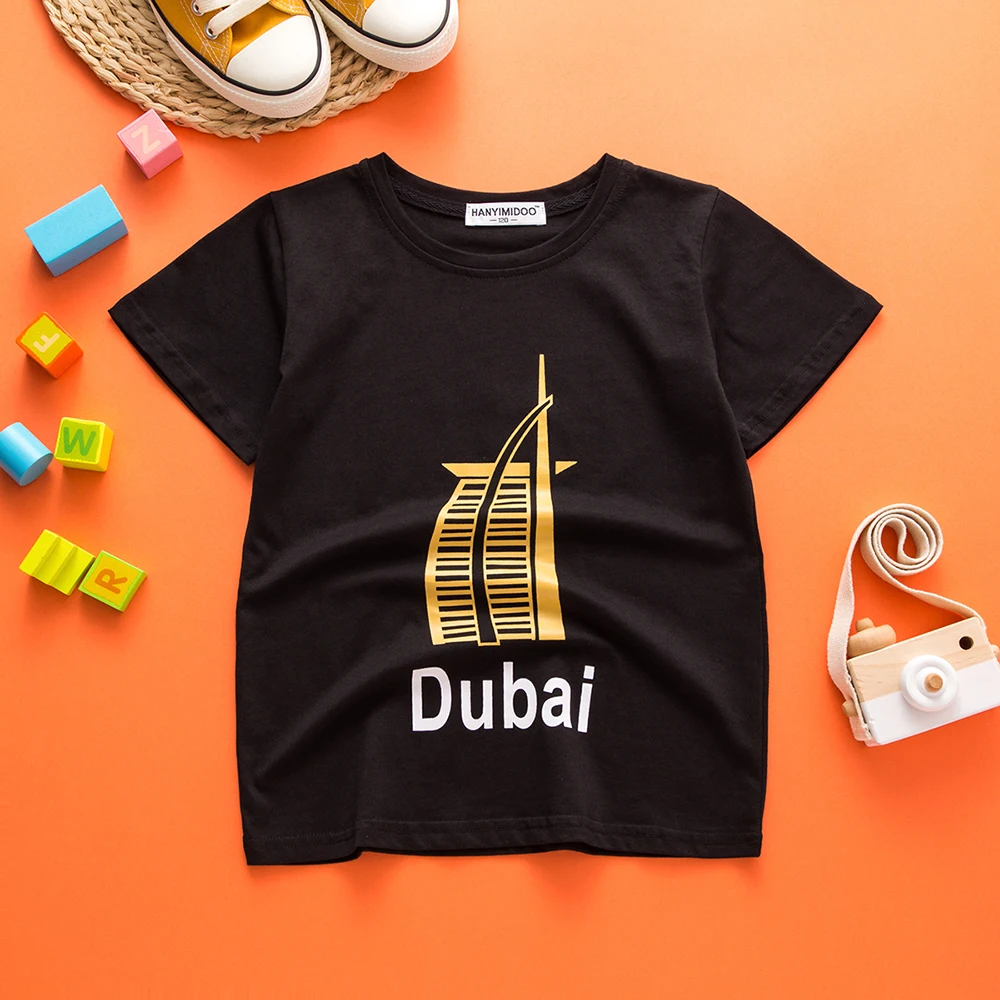 1PC 2020 Pure Cotton Muslim Islam Summer Style Dubai Printed T Shirt Fashion Father & Son Short Sleeve Tee Shirt