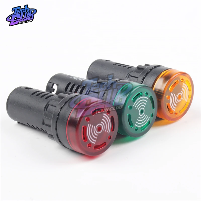 LED Active Buzzer Beep Alarm Indicator AD16-22SM 12V 24V 110V 220V Red Green Yellow Black LED Flash Signal Light Lamps