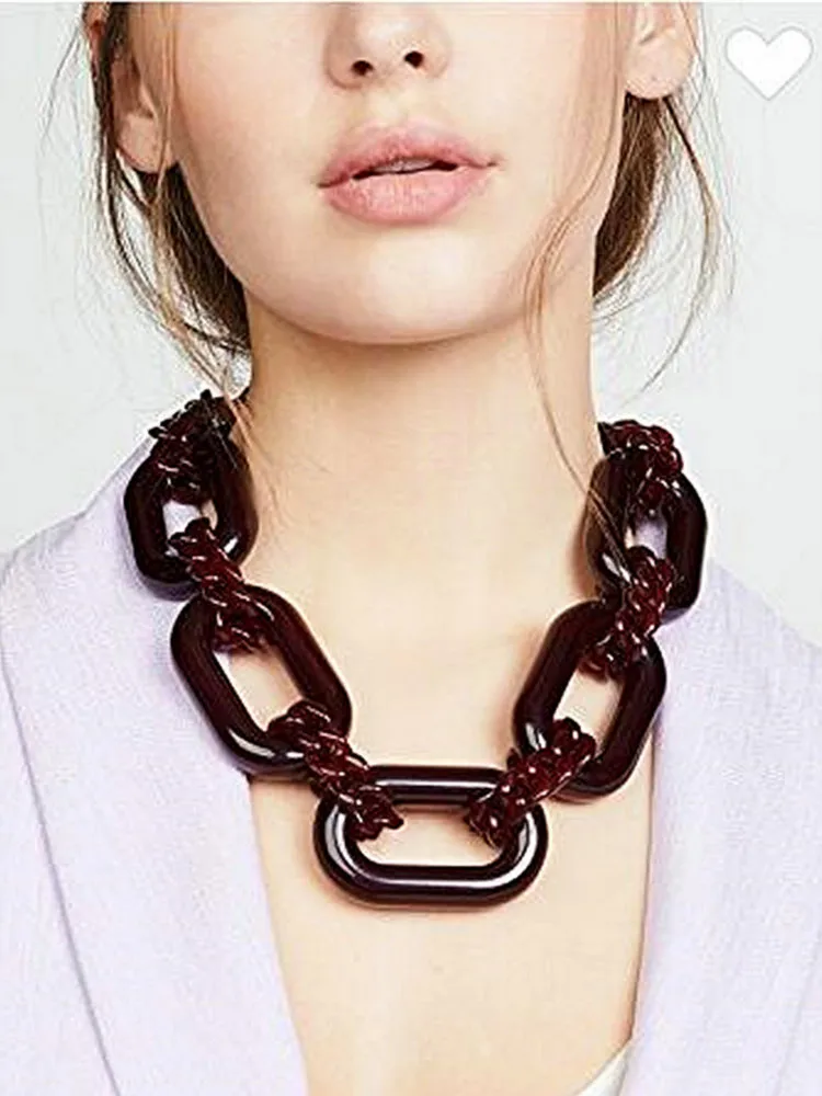 Statement Big Acrylic Chunky Chain Necklace For Women Large Resin Long Choker Collar Za Pendants & Necklaces Designer Jewelry