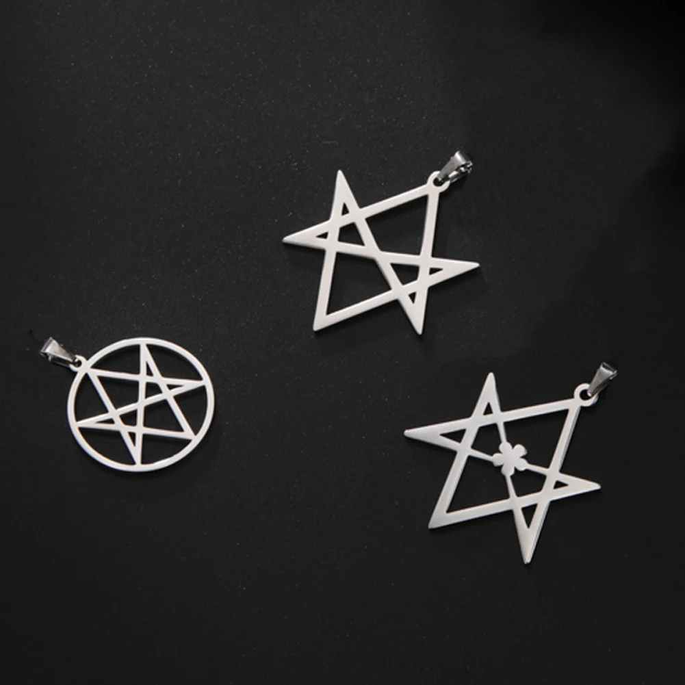 Colgantes de acero inoxidable con hexagrama unicursal de Dawapara para collar, llavero, joyería DIY, fabricación de símbolo religioso, colgante Thelema