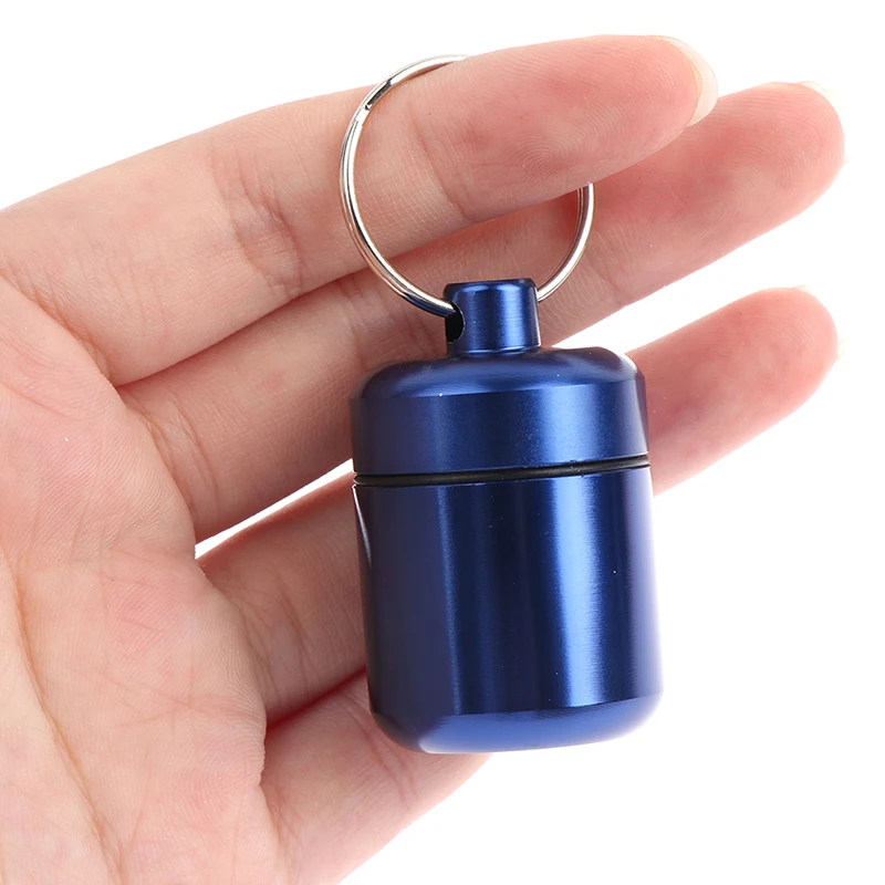 1pc Waterproof Aluminum Pill Box Medicine Case Container Bottle Holder Keychain Carabiner Outdoor Pill Case PillBox