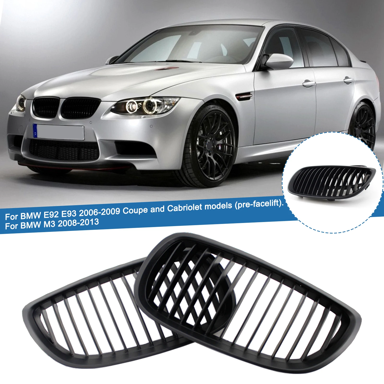 

Решетка радиатора переднего бампера BMW E92 E93 M3 328i 335i 2Door 2006 2007 2008 2009, 2 шт.