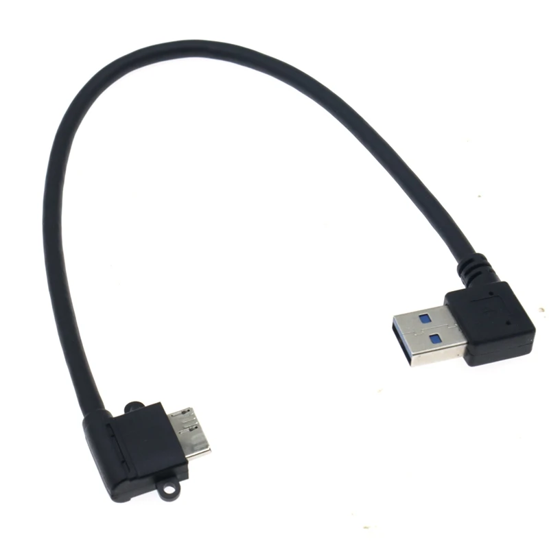 25cm Right Angle 90 Degree USB 3.0 to Micro B Right-Angled Cable for Toshiba External Hard Drive Samsung Mobile Phone Data Cable