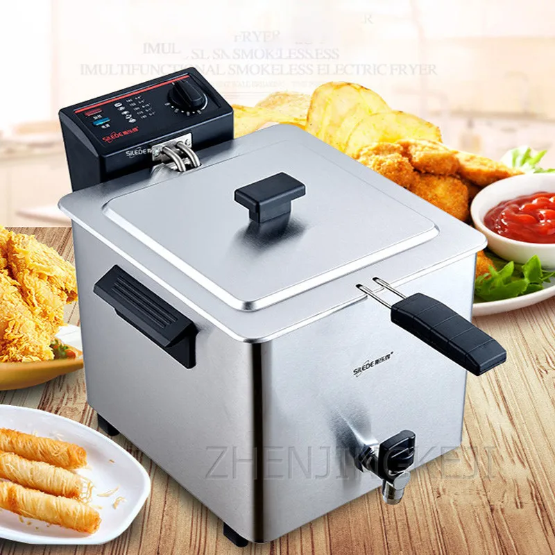 Friggitrice elettrica commerciale 220V monocilindrico 8L macchina per tritare pollo fritto verticale attrezzatura friggitrice elettrica di grande capacità