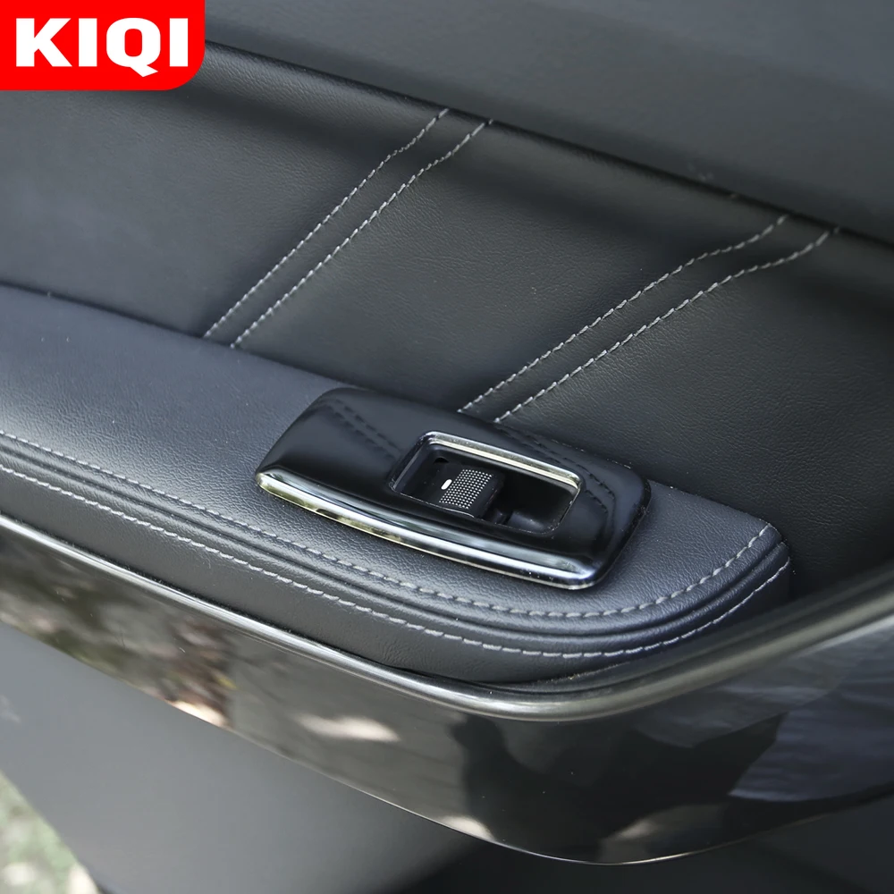 KIQI Car Accessories for Ford Ranger 2015 - 2020 Stainless Steel Interior Windows Control Panel Protection Cover Trim