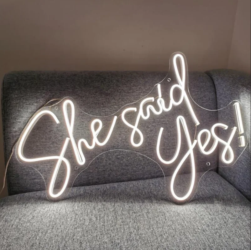 Custom She said Yes! Neon Sign Light LED Wedding Neon Letter Home Decor Board Party Wedding Background Wedding Decoration