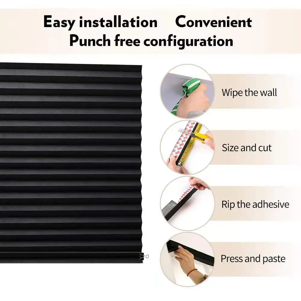 Dropshipping House Apartment Use White Blinds Adhesive Pleated Blinds Shades Window Door To Protect From Sun