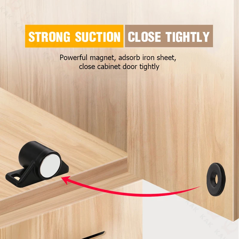KAK خزانة مغناطيسية فضية تلتقط بابًا قويًا أقربًا، باب مغناطيسي خالٍ من اللكمات، مزلاج مغناطيسي قوي للغاية للدرج #3