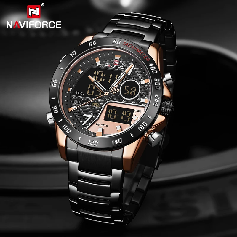 

NAVIFORCE Top Brand Casual Watches for Men Digital Dial Stainless Steel Fashion Wristwatches Male Waterproof Relogio Masculino