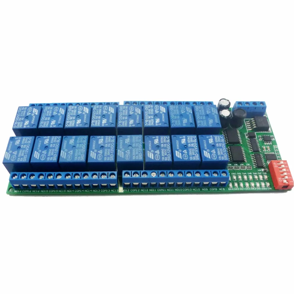 R421B16 16ch DC 12V RS-485 Modbus RTU Relay Board  RS485 Bus Remote Control Switch for LED Motor PLC PTZ Camera Smart Home