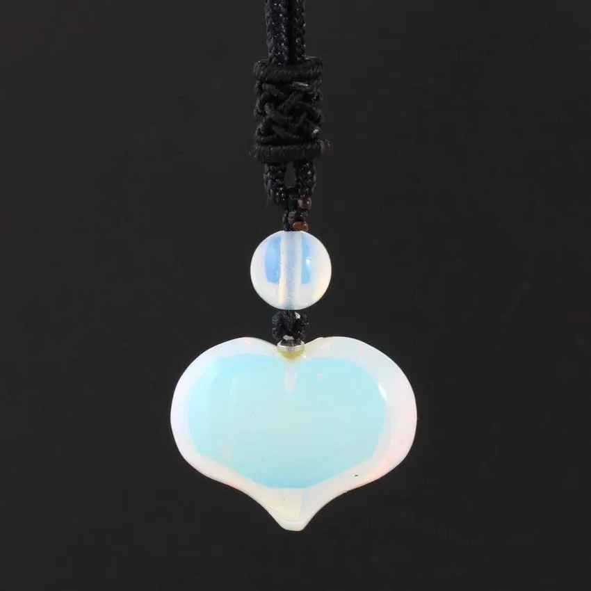 25mm Natural Stone Crystal Quartz Lovely Heart Pendants Necklaces For Women Amethyst Agates Stone Pendant Chain Necklace Jewelry