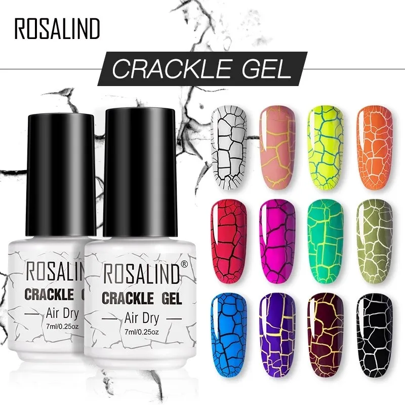 ROSALIND Crackle Gel Nail Polish Hybrid Lacquer Base Primer of Nail Gel Set For Manicure UV Led Semi Permanent Base Top Coat