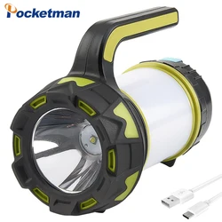 Linterna LED para campamento, luz recargable por USB, foco regulable, luz de trabajo, reflector impermeable, luz de emergencia