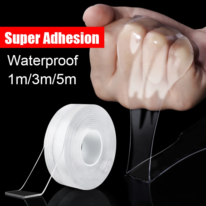 1M/3M/5M Double Sided Tape Extra Strong Decorative Adhesive Tape Thickened Transparent Waterproof Tape Glue for Home
