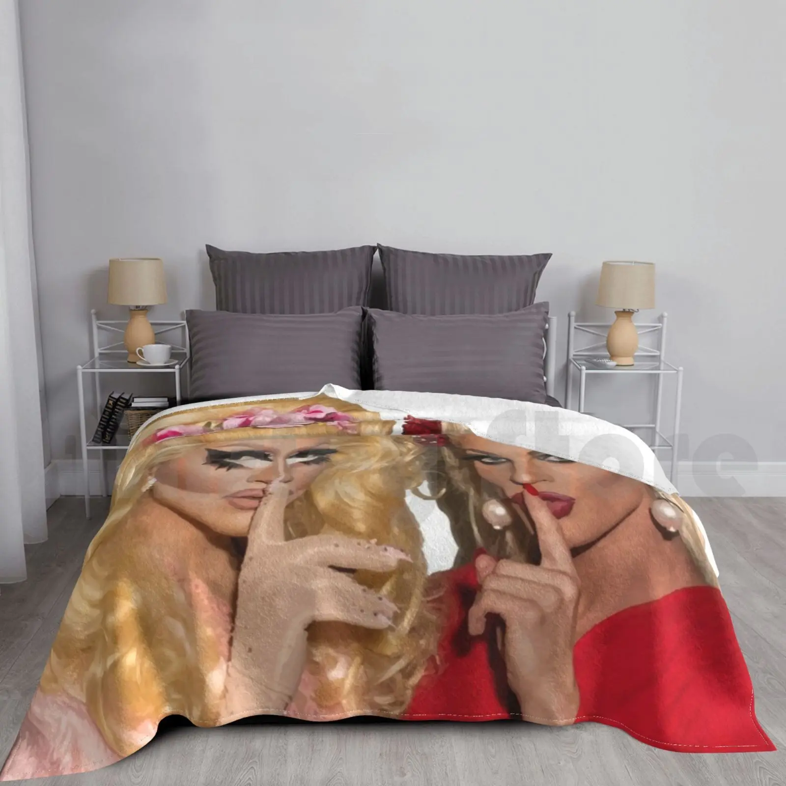 Shh-Trixie y Katya manta moda personalizada Ru Pauls Drag Race Rpdr biblioteca sombra té Trixie Mattel Katya