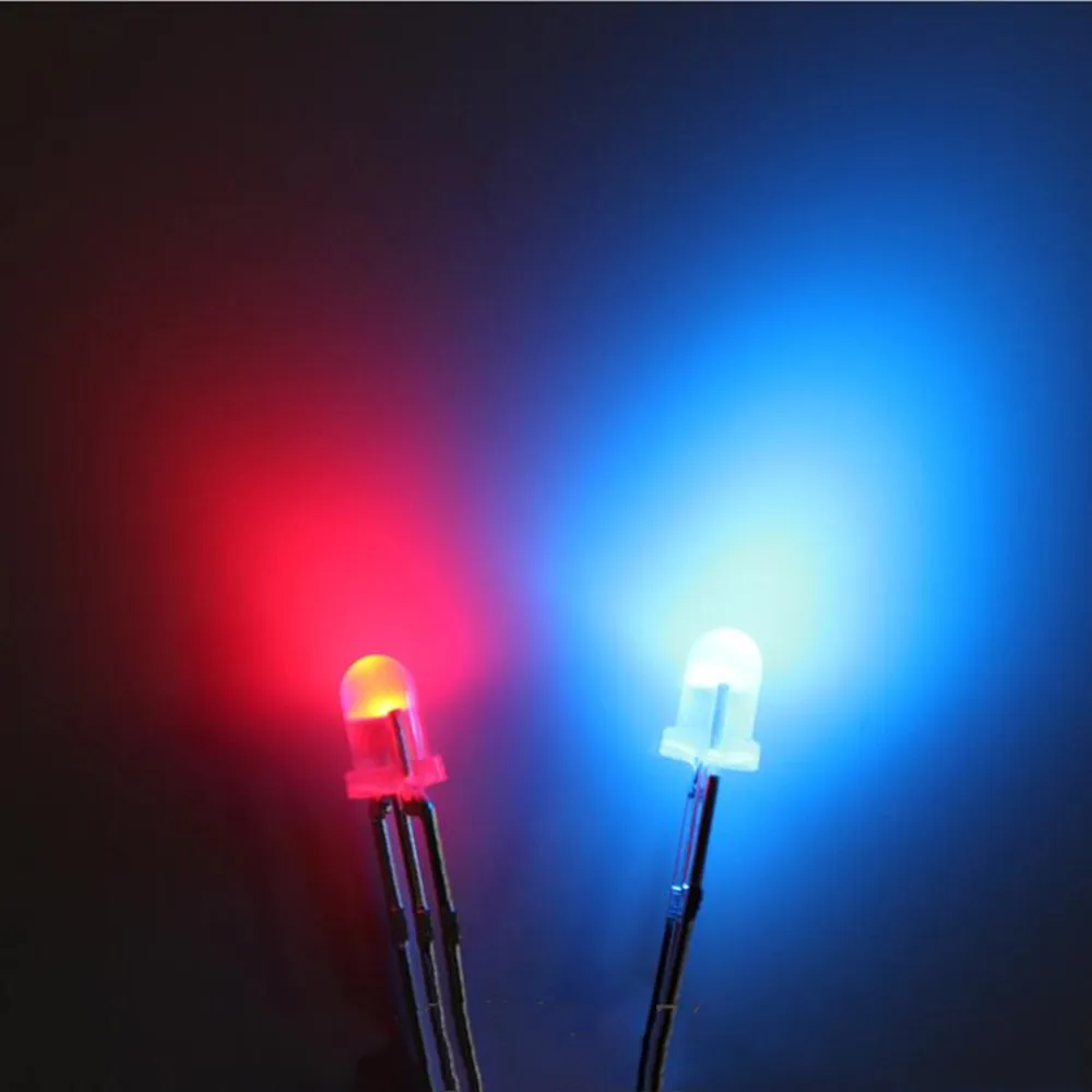 

F3/F5 3mm 5mm red - blue double color Mutual flash common cathode/Common Anode Foggy 3PIN light-emitting diode LED Lamp beads