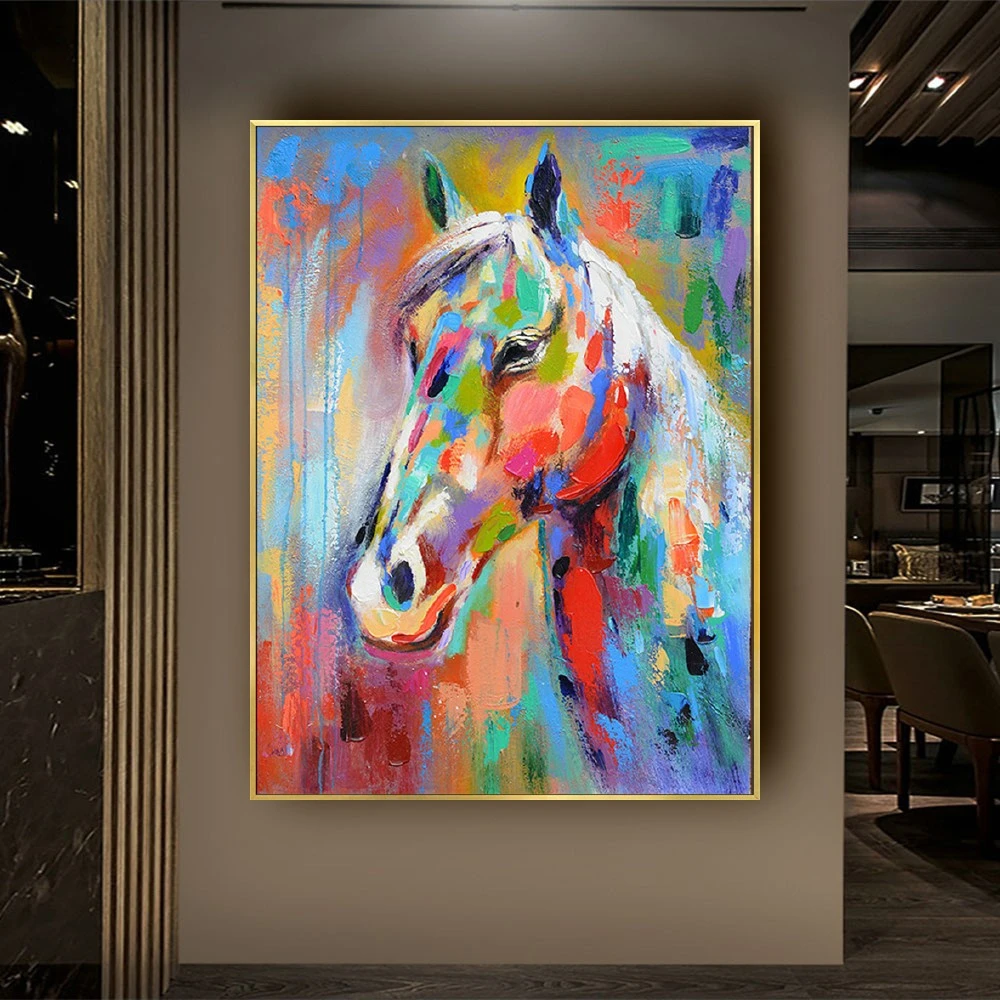 

Knife Oil Paintings Horse On Canvas Experienced Artist Handmade High Quality Abstract Knife Horse Painting For Wall Decoration