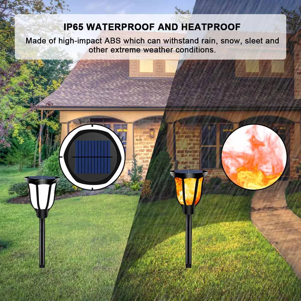 96 LED impermeabile sfarfallio fiamma torcia solare luce 1/2Pcs decorazione del paesaggio esterno lampada da giardino per balcone cortile