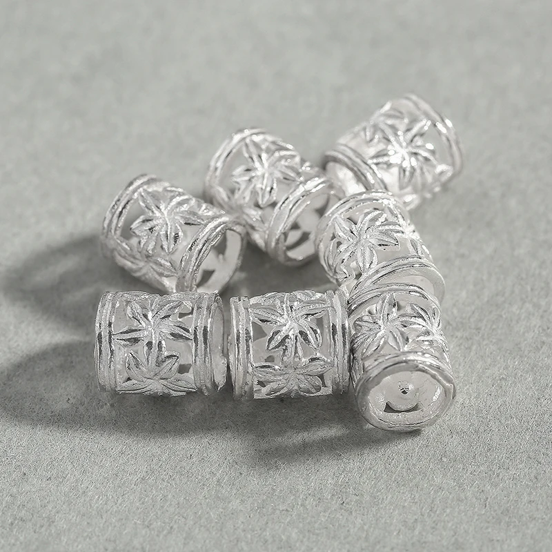 2 pezzi 6x5.5mm argento Sterling 925 colore cilindro fiori modello distanziatori perline per collana gioielli fai da te componenti 92553