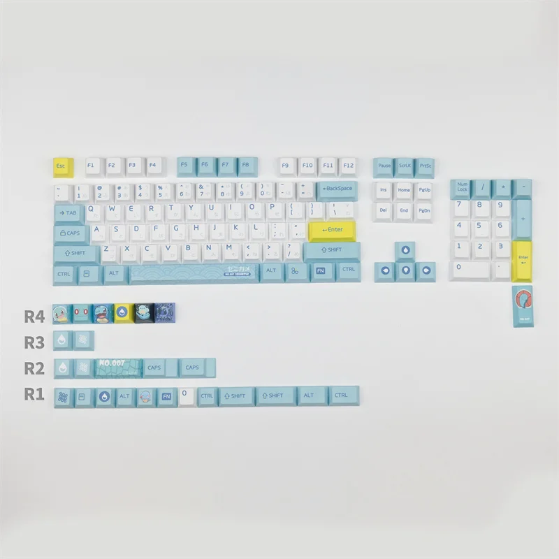 128 keys Japanese Root Turtle PBT Keycaps Cherry Profile 1.5U 2U Shift for Cherry MX Switches Mechanical Keyboard