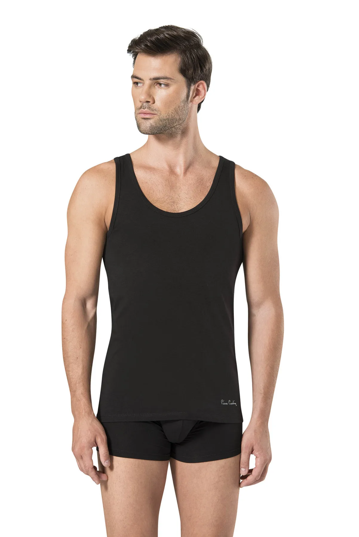 Pierre Cardin Male Black Stretch Singlet Boxer Suit 3 PCs