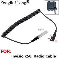 Cable de Radio K1 a lemo 9 pines para Invisio X50 ptt Para Kenwood 2 pines tipo Puxing WOUXUN Baofeng UV5R UV82 Invisio X50