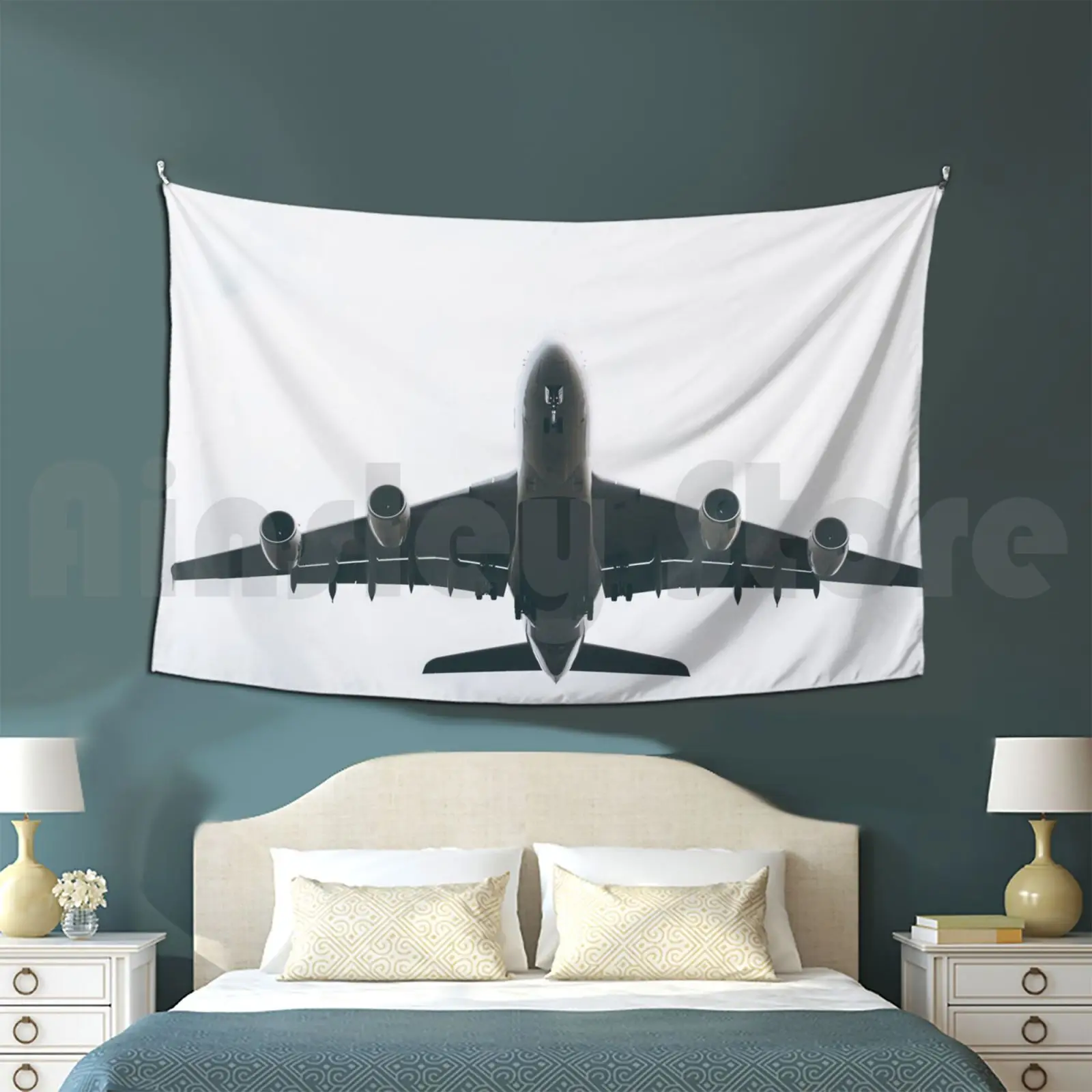 Plane Underbelly A380 Tapestry Living Room Bedroom Plane Aviation Underbelly Landing Landing Gear Engines Jets A380 Final