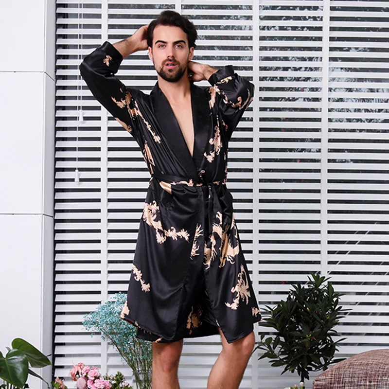 

Men's Satin Silk Pajama Set Modern Style Sleepwears Men Sexy Soft Homme Cozy Satin Nightgown Casual Lounge Pajama Sets Nightwear