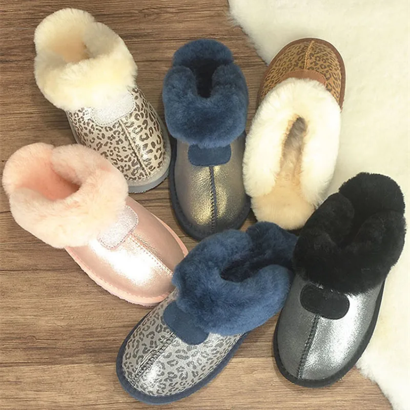 KZZO 100% Natural Sheepskin Fur Slippers Fashion Women Warm Indoor Slippers Soft Wool Lady Home Shoes Female Winter New style