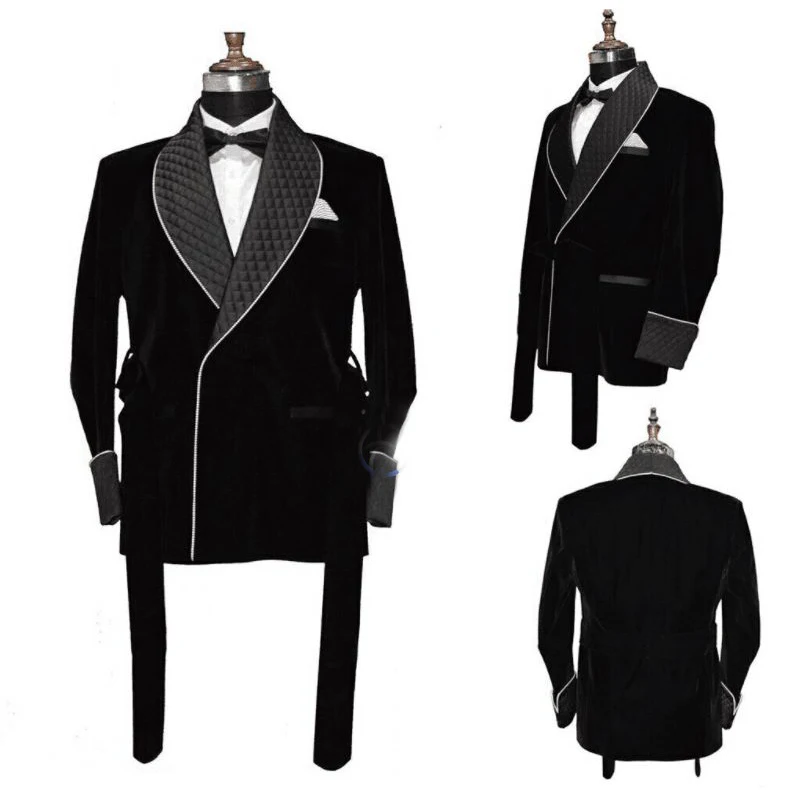 Winter Frühling Samt Herren Mäntel Lange Jacke Bräutigam Party Prom Hochzeit Smoking Mantel Business Tragen Outfit One Anzug